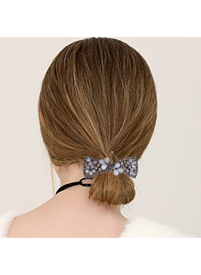 Sankuwen Rhinestone Hairpin Luxury Crystal Floral Hair Barrette Flower Bowknot Clip Gifts For Women Girls(Color A)  - Image 5