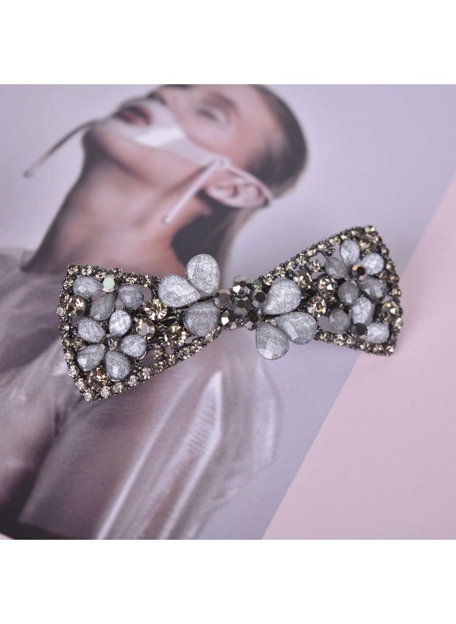 Sankuwen Rhinestone Hairpin Luxury Crystal Floral Hair Barrette Flower Bowknot Clip Gifts For Women Girls(Color A)  - Image 4