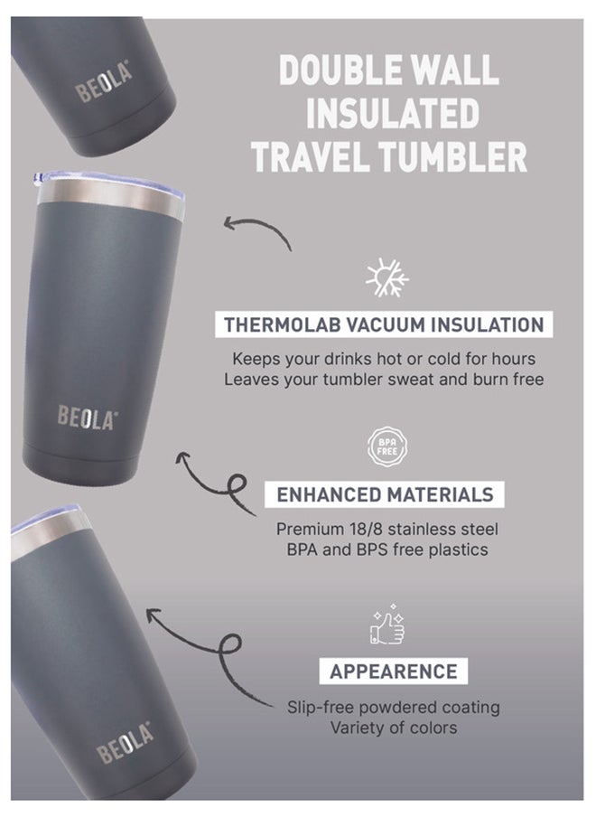 BEOLA Insulated Coffee Mug Travel Tumbler 600ml Lava Grey  - Image 3