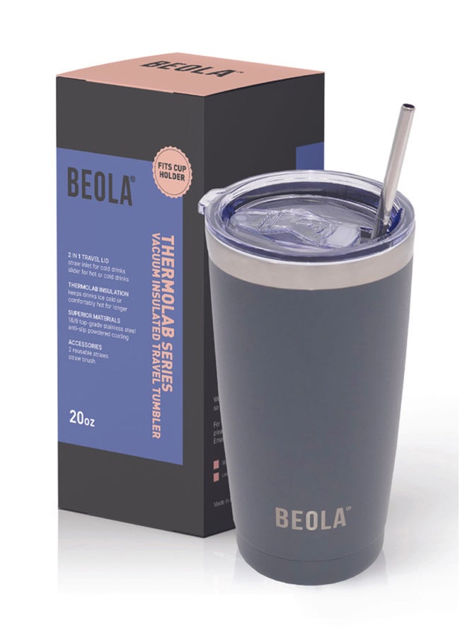 BEOLA Insulated Coffee Mug Travel Tumbler 600ml Lava Grey  - Image 1