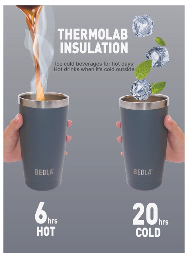 BEOLA Insulated Coffee Mug Travel Tumbler 600ml Lava Grey  - Image 4