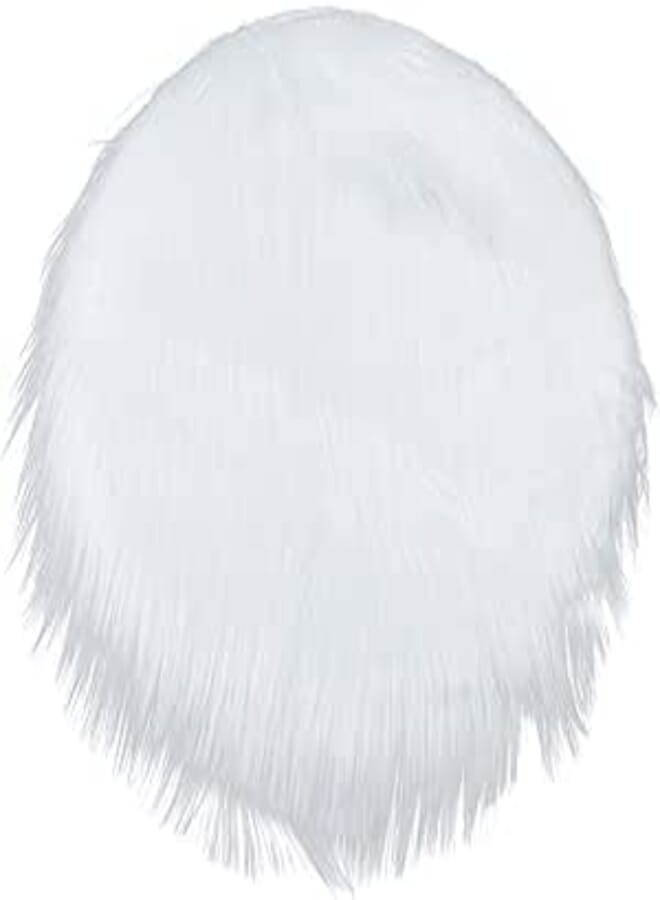 AUEAR, Faux Fur Sheepskin Chair Cover Seat Cushion Soft Small Area Round Fluffy Carpet for Living Room Bedroom Sofa Decor Carpet (12 Inch, White Color, 2 Pcs)