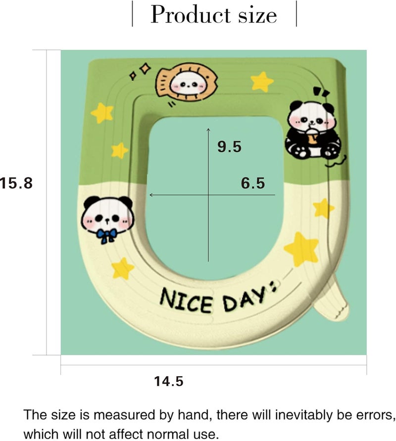YANMENG Toilet Seat Warmer, Elongated Toilet Seat Cover, Padded Toilet Seat Cushion, O-shaped Washable or Portable Toilet Lid Tank Cover.（Cartoon Panda 2 Pcs） - Image 2