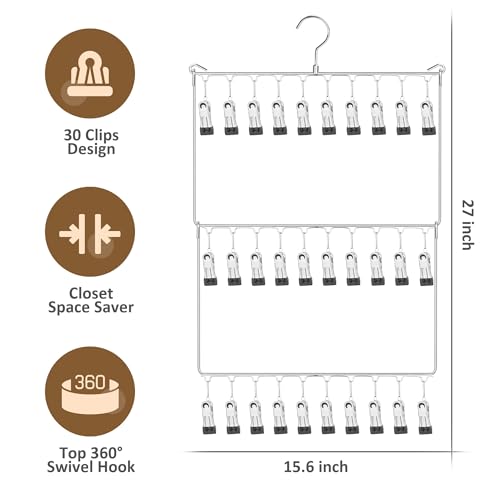 ZEDODIER Hat Hanger Hat Rack for Baseball Caps, 30 Hooks, Space Saving Hat Holder Closet Organizers and Storage, Silver - Image 2