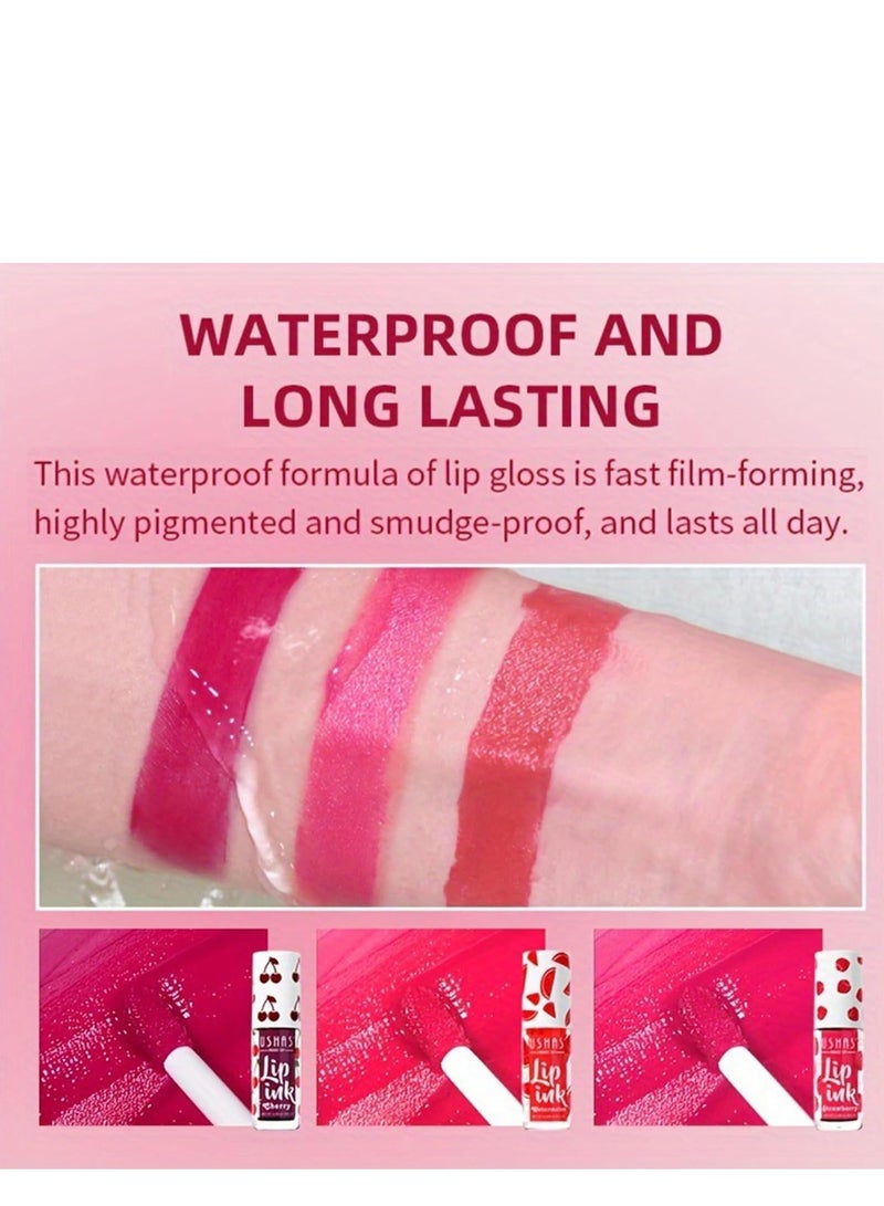 3 Colors Lip Tint Stain Set Velvet Watery Mini Moisturizing Long Wear Non-Sticky Liquid Lipstick Natural Color For Cheeks Makeup - Image 5