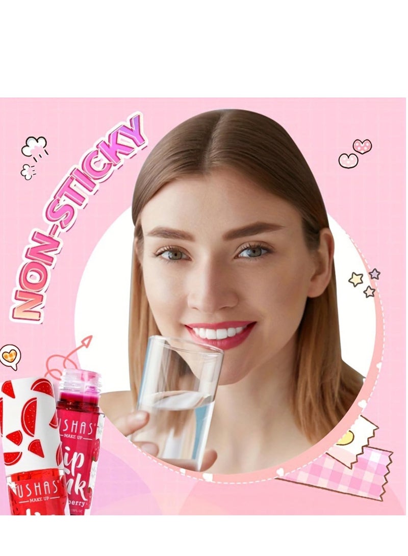 3 Colors Lip Tint Stain Set Velvet Watery Mini Moisturizing Long Wear Non-Sticky Liquid Lipstick Natural Color For Cheeks Makeup - Image 2