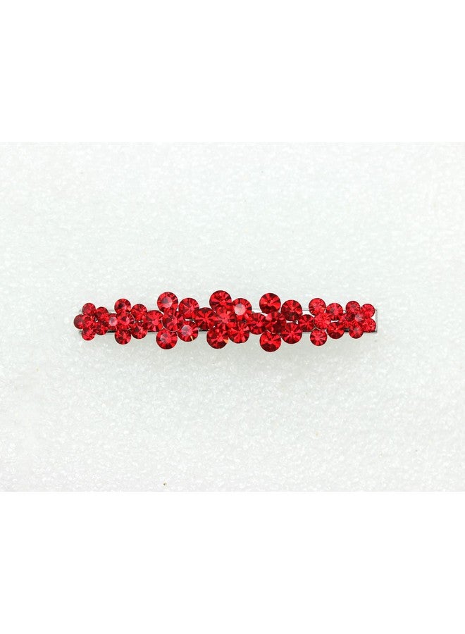 Faship Gorgeous Red Crystal Floral Small Alligator Hair Clip - Image 3