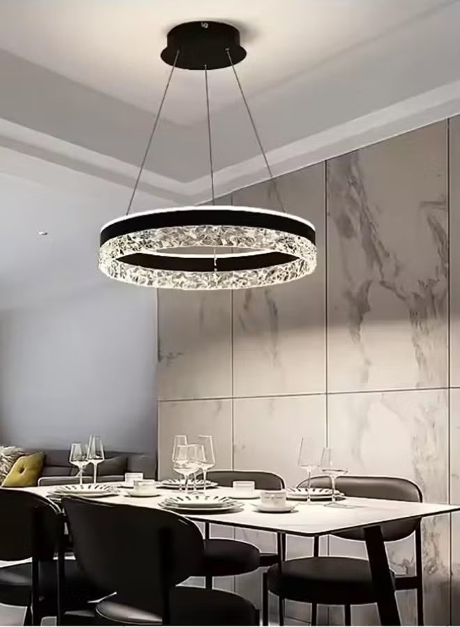 ثريات ضوئية من طراز LED ذات مصدر دائري من طراز LED لمقصورات حديثة ذات ثريات حديثة ذات ثقوب، يمكن التحكم فيها من بعد، ويمكن استخدامها في مكتبة المقهى في غرفة المعيشة (أسود) - Image 1