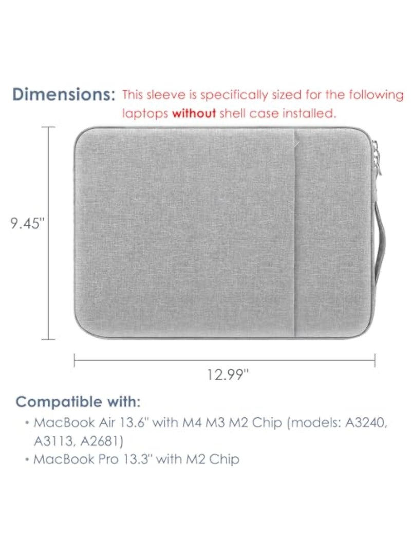 Arabest 13-13.3 Inch Laptop Sleeve for Acer Spin Chromebook 513 13.3, Lenono Duet 5, Dell ASUS HP 13.3" MacBook Air Case Bag, Light Grey - Image 2