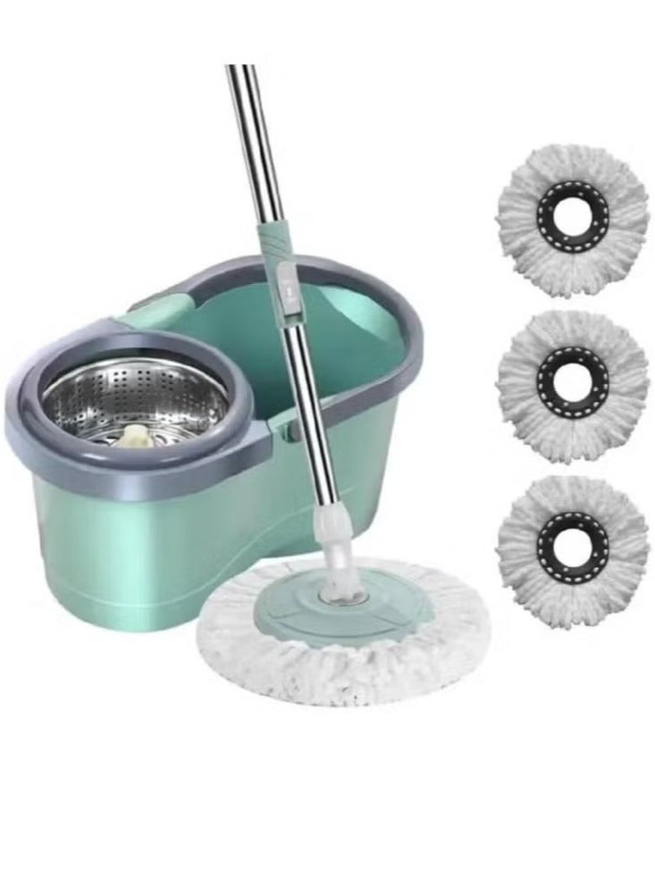 XiuWoo Spin Mop And Bucket System, Mops and Buckets For Floors, 61 inches Mop Pole 360 Degree Spin Mop With Bucket, Upgraded 3 Mop Heads