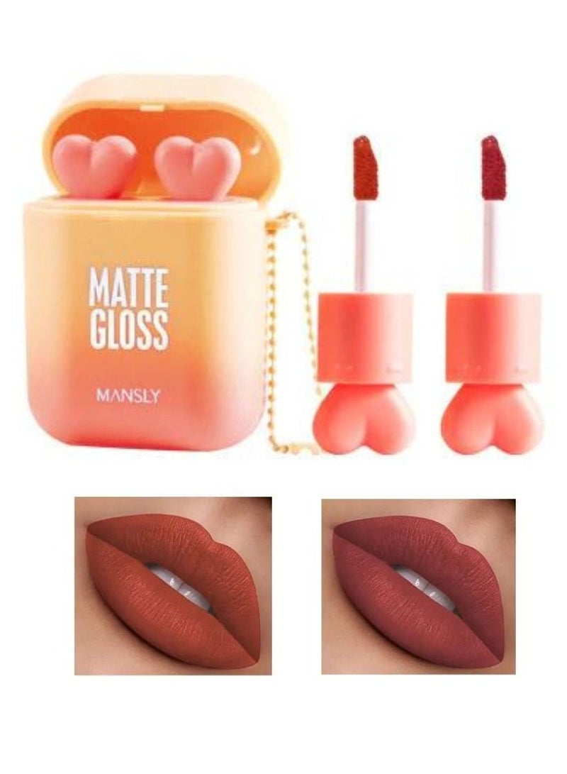 MANSLY Lipgloss Dual color Silky Velvet Red Stay on Waterproof Lipgloss - Image 1