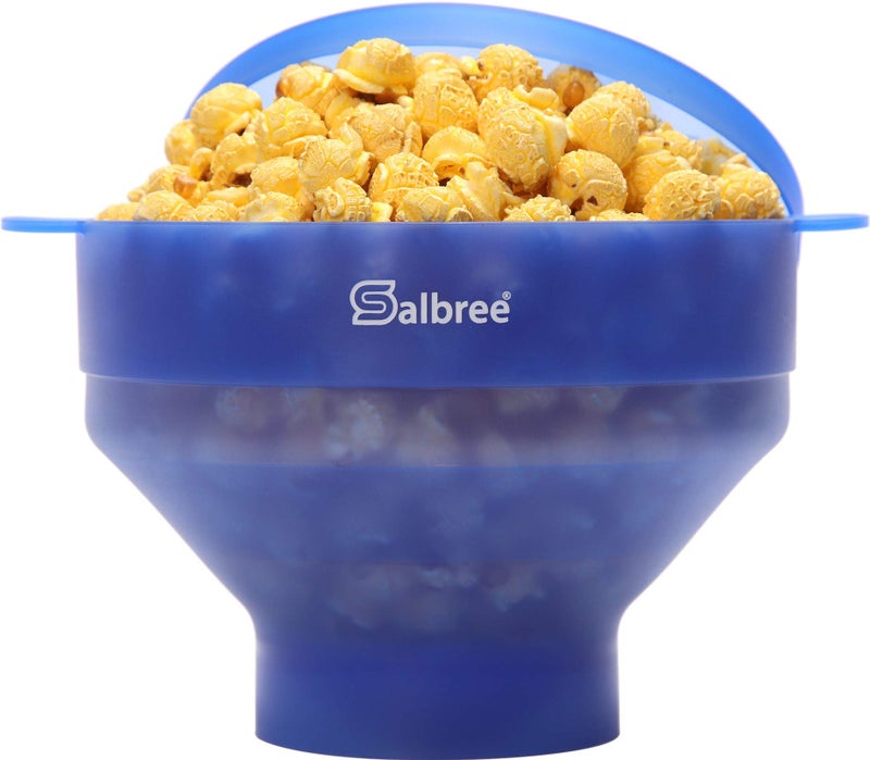 The Original Salbree Collapsible Silicone Microwave Popcorn Popper Maker Machine Microwavable Bowl Holds 16 Cups Uses Hot Air and Oil Always Optional  The Most Colors Available Clear Blue