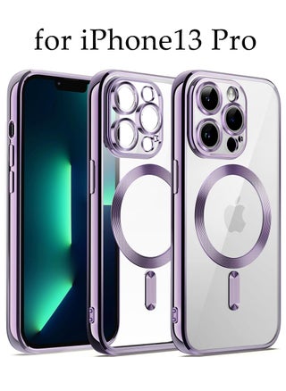 Magnetic Clear Case for iPhone 13 Pro with Camera Lens Protector Full Protection Case Compatible with MagSafe Elegant Anti-Scratch Case Cover Purple/Clear - pzsku/Z7CEB8AB295D497252419Z/45/_/1732340304/98c700f3-7e94-41b8-9696-514caaae1309