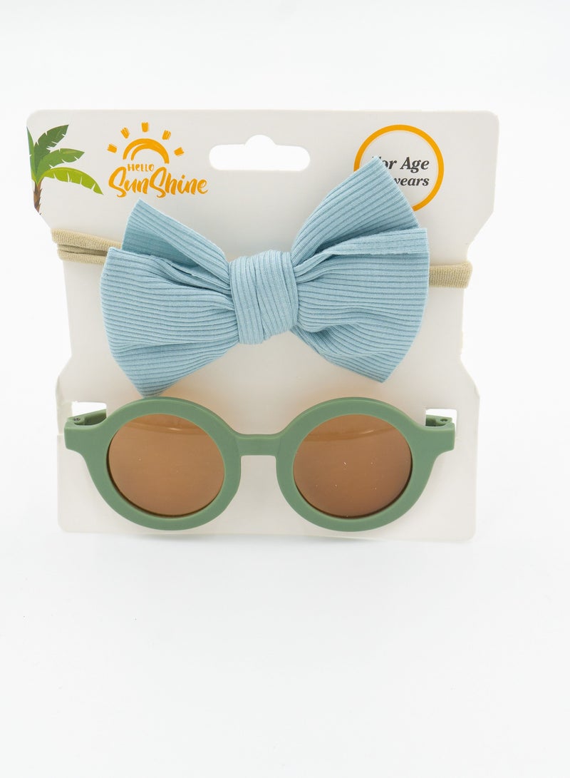 D'Daniela Glasses and Headband Set For Babies and Girls Blue and Green Colour - Image 1