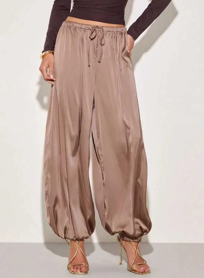 Take Two Copper Flowy Wide Leg Pants with Drawcord