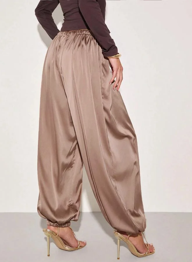 Take Two Copper Flowy Wide Leg Pants with Drawcord