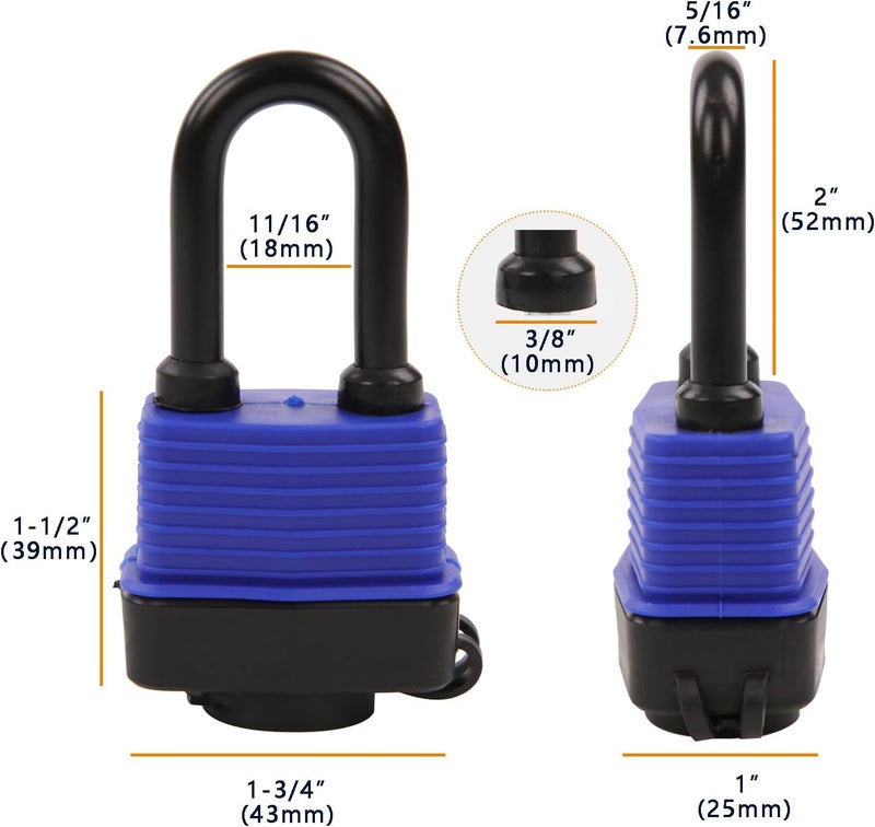 SEPOX ® Out-Door Padlock,44mm 1.75" Premier Weather-Resistant Padlock Keyed-Alike, Heavy-Duty Security for Storage Units, Gates, Boats, 6Pcs Pack of Locks 12Pcs of Same Key Convenience - Image 2