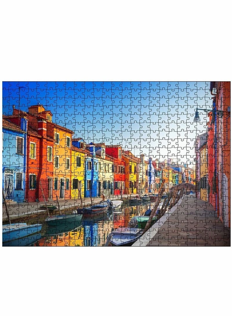 Y&D 1000 Pcs Jigsaw Puzzle, Colorful Houses in Venice Floor Puzzle for Kids Adult - Image 3