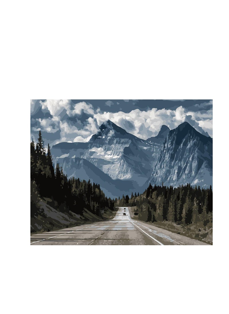 Paint by Numbers for Adults Kids, DIY Oil Painting Set for Beginner, “Road to Mountains” Paint by Numbers Kits (16" x 20") with Acrylic Paint and Paintbrushes Without Frame  - Image 1