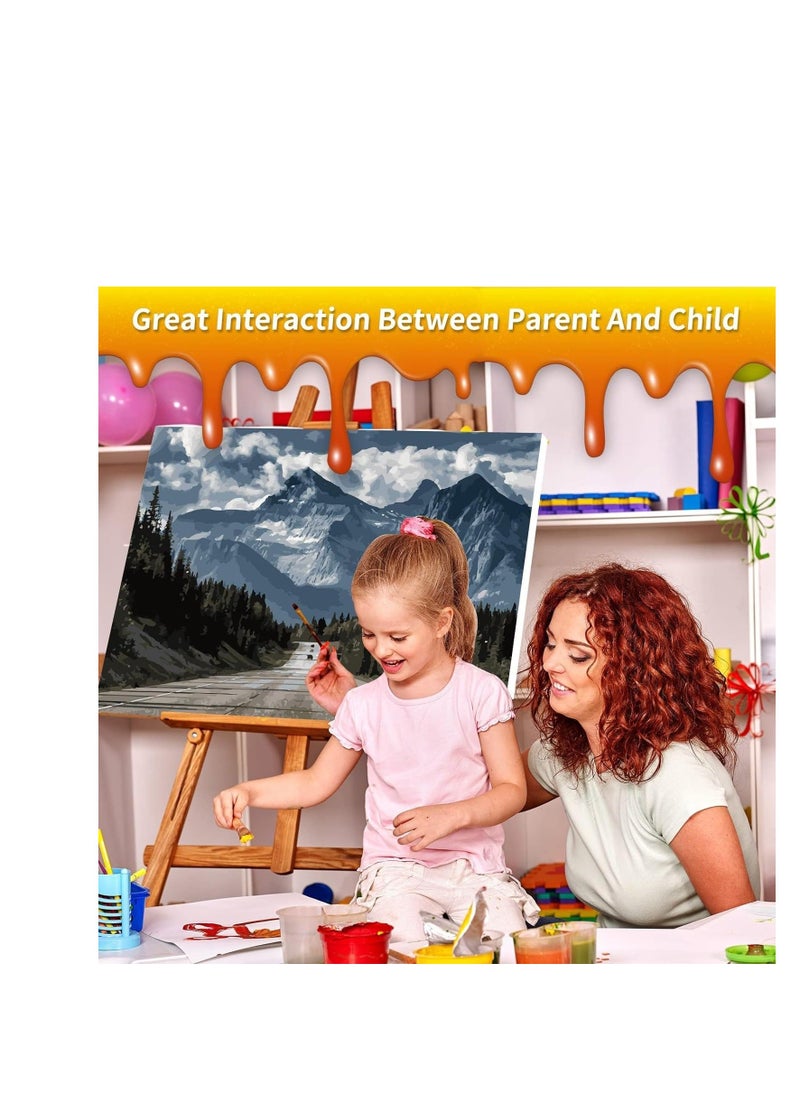 Paint by Numbers for Adults Kids, DIY Oil Painting Set for Beginner, “Road to Mountains” Paint by Numbers Kits (16" x 20") with Acrylic Paint and Paintbrushes Without Frame