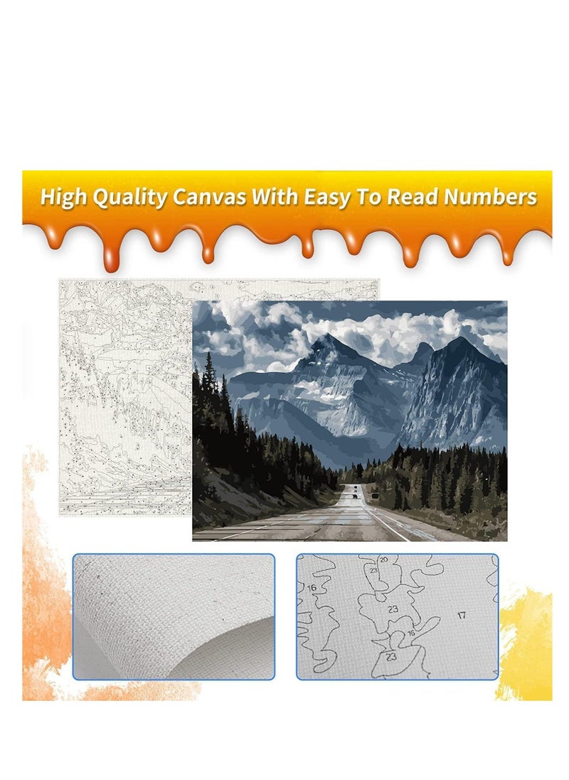 Paint by Numbers for Adults Kids, DIY Oil Painting Set for Beginner, “Road to Mountains” Paint by Numbers Kits (16" x 20") with Acrylic Paint and Paintbrushes Without Frame  - Image 3