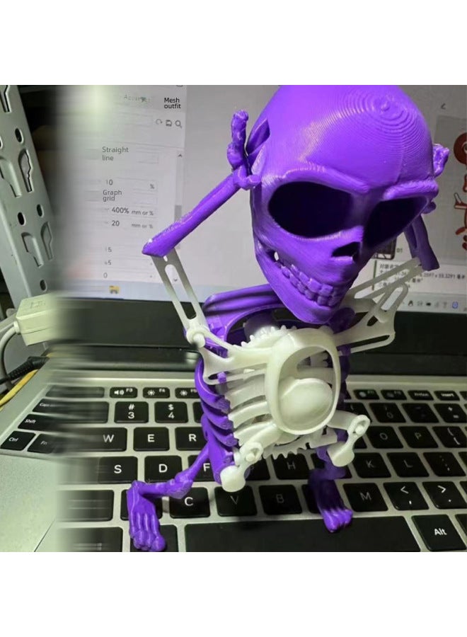 Loquat Pink Skeleton Bone Ornament Dancing Skull Skeleton Frame Head Shaking Sand Carving Gear String Toy-Specifications:Pink White  - Image 2