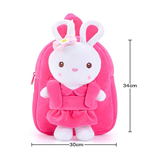 Frantic Boy's Girl's Soft Velvet Plush Rabbit Animal Cartoon School Standard 1 Compartment Backpack Bag (Pink, 2 To 5 Years) Standard,10 Litres - Image 4