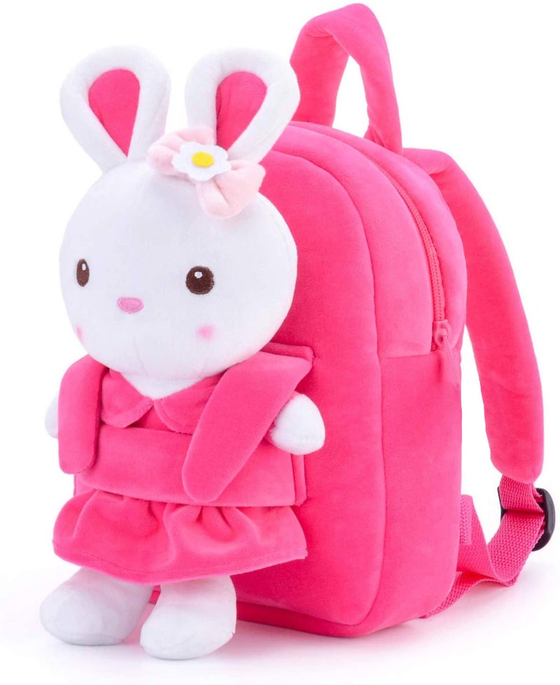 Frantic Boy's Girl's Soft Velvet Plush Rabbit Animal Cartoon School Standard 1 Compartment Backpack Bag (Pink, 2 To 5 Years) Standard,10 Litres - Image 2