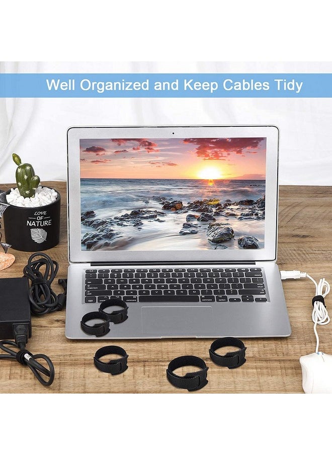 INOVERA (LABEL) - INOVERA (LABEL) 20 Piece Cable Organizer Hook & Loop Tape-Wire/Cord Holder Management Strap-Reusable Hook & Loop Ties For Pc, Tv, Desk, Wfh Accessories-Black - Image 1