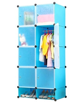 Generic Cube Storage Organizer Cabinet Closet Storage Shelves Plastic Storage Shelving for Bedroom, Living Room, Office, White with Doors (8 cube blue)  - Image 5