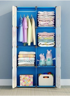 Generic Cube Storage Organizer Cabinet Closet Storage Shelves Plastic Storage Shelving for Bedroom, Living Room, Office, White with Doors (8 cube blue)  - Image 2