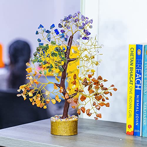 VRCT Seven Chakra Natural Healing Gemstone Crystal Bonsai Money Tree for Good Luck, Wealth & Prosperity-Home Office Decor (with Silver Wire and 300 Beads) Size 10-12 Inches - Image 5