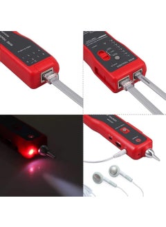 RuhZa RuHZA AR868 Network Cable Wire Tracker Cable Tester UTP STP RJ11 RJ45 Cat5 Cat5E Cat6 Telephone Wire Tracker Tracer Toner Detector Line Finder RCTSTMR Red  - Image 3