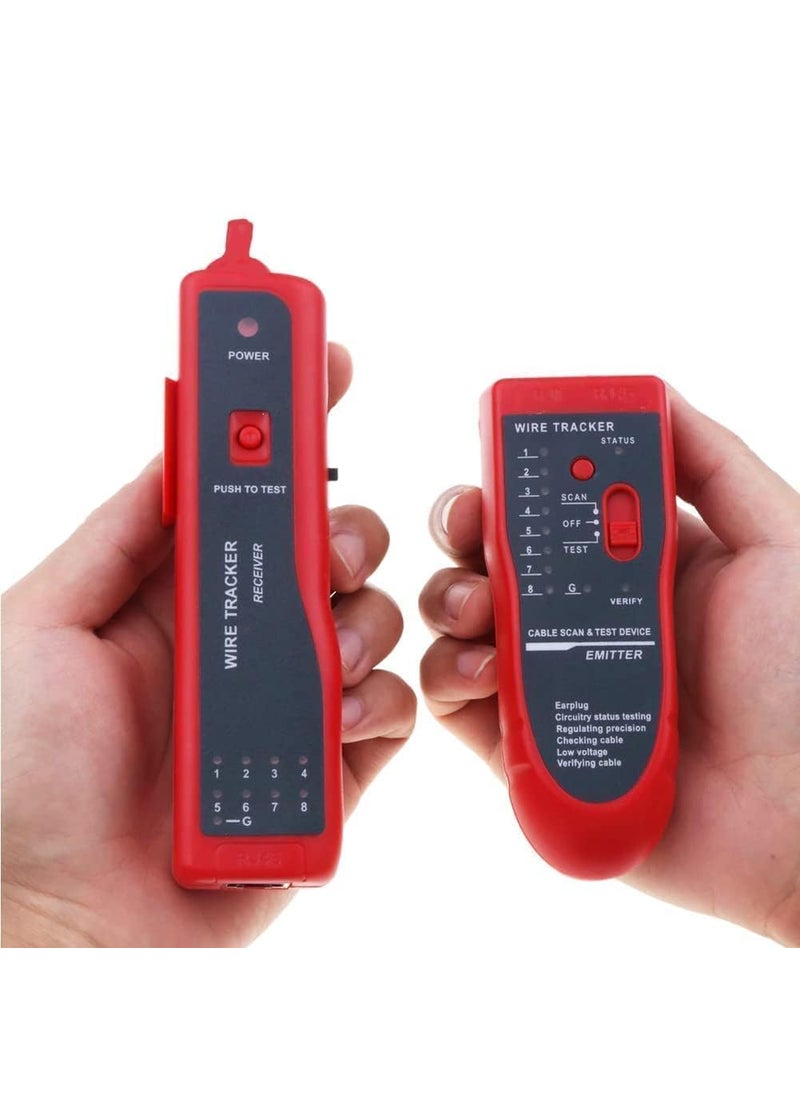 RuhZa RuHZA AR868 Network Cable Wire Tracker Cable Tester UTP STP RJ11 RJ45 Cat5 Cat5E Cat6 Telephone Wire Tracker Tracer Toner Detector Line Finder RCTSTMR Red  - Image 4