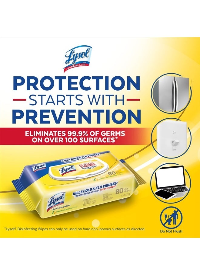 Lysol - Disinfectant Handi-Pack Wipes, Multi-Surface Antibacterial Cleaning Wipes, For Disinfecting and Cleaning, Lemon and Lime Blossom, 320 Count (Pack of 4) - Image 1