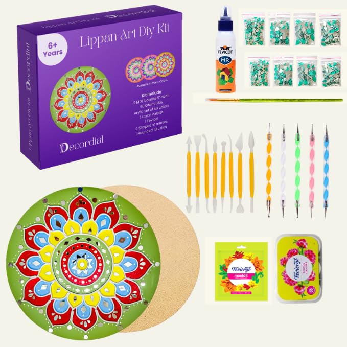 Decordial 8" MDF Lippan Art Materials kit with lippan Art Tools for Art and Craft, Home Decor Items - Image 1
