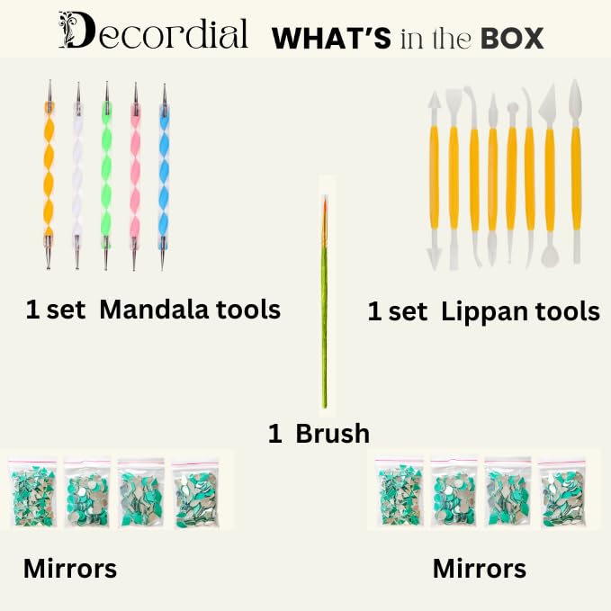Decordial 8" MDF Lippan Art Materials kit with lippan Art Tools for Art and Craft, Home Decor Items - Image 3