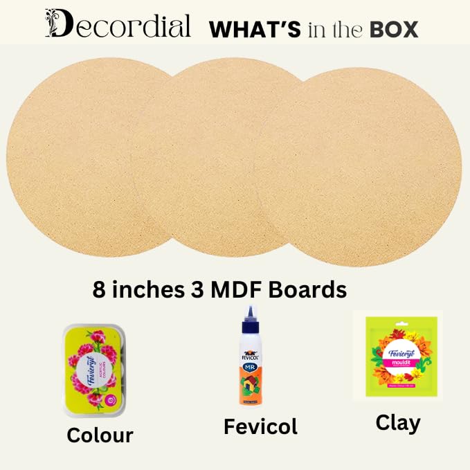 Decordial 8" MDF Lippan Art Materials kit with lippan Art Tools for Art and Craft, Home Decor Items - Image 2