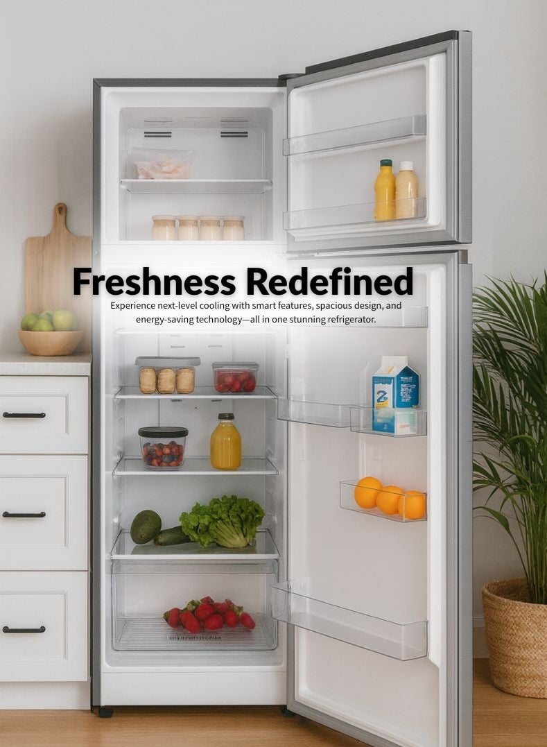 KELON 600 Litres Top Mount Refrigerator – Double Door, Extra-Large Freezer And Fridge, Adjustable Glass Shelves, Energy Efficient Cooling, Low Noise Operation, Premium White Finish – KRD-60WRS Silver - Image 2