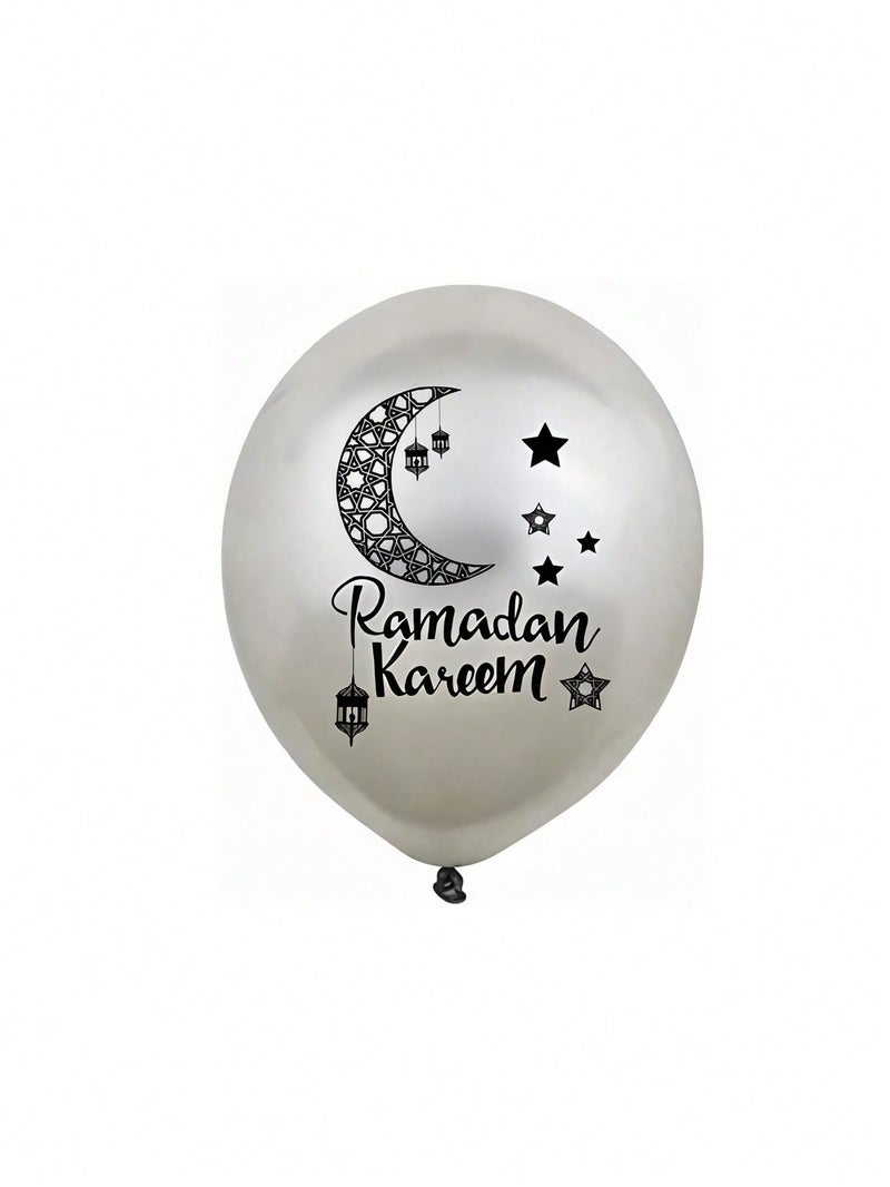 Ramadan Kareem Balloons Set Gold And Silver – 30 Latex Balloons (15 Gold + 15 Silver) With Crescent Moon And Lantern Print – Ramadan Party Decorations - Image 5