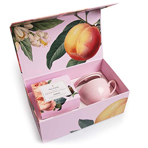 Tea Forte Jardin 3-Piece Premium Tea Gift Set with Rose Pink Cafe Cup with Lid, Tea Tray and 10 Assorted 2 of Each Variety Organic Handcrafted Pyramid Infuser Tea Bags - Image 2