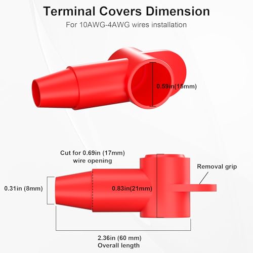 BetyBedy 10 Pack Silicone Battery Terminal Covers for 10-4AWG Wire, Insulated Battery Terminal Protectors for 1/4", 5/16", 3/8" Battery Post, Battery Stud and Power Junction Blocks Cover - Image 2