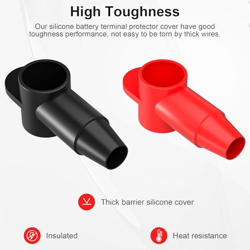 BetyBedy 10 Pack Silicone Battery Terminal Covers for 10-4AWG Wire, Insulated Battery Terminal Protectors for 1/4", 5/16", 3/8" Battery Post, Battery Stud and Power Junction Blocks Cover - Image 3