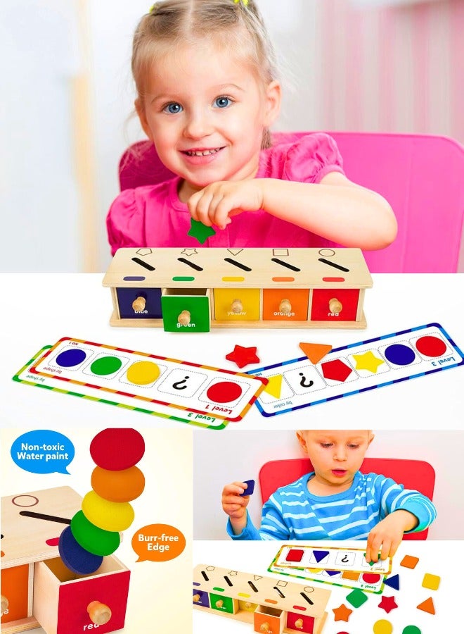 Chase Up Toys Wooden Color Shape Sorting Box Game Geometric Matching Blocks Early Learning Educational Toy 3 4 5 Year-Old Baby Toddlers - Image 3