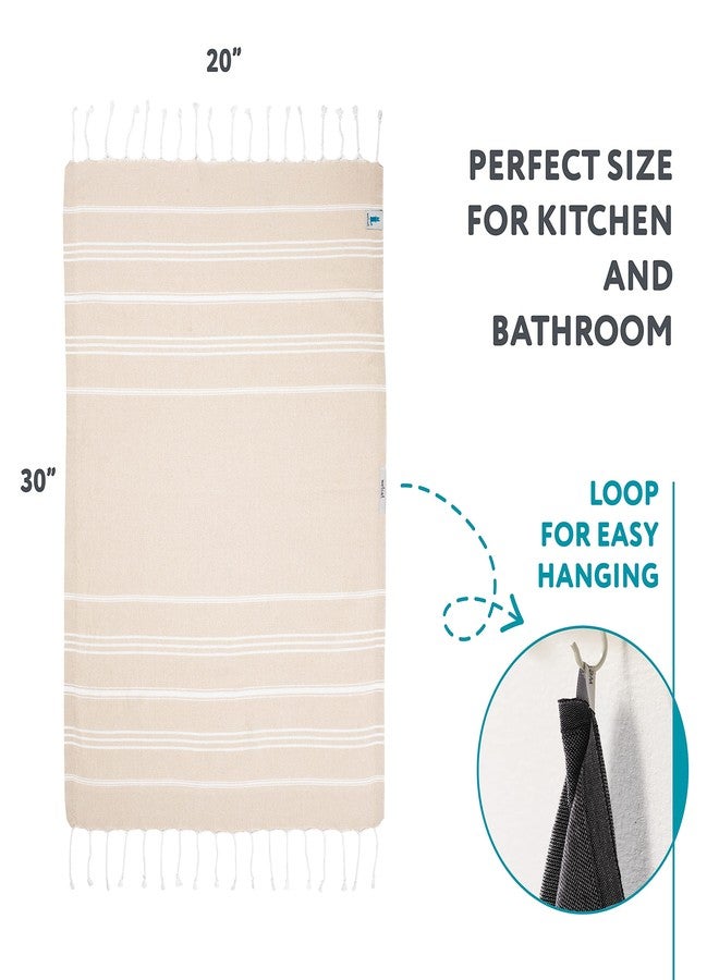 WETCAT Turkish Hand Towels with Hanging Loop, Set of 2 (20" x 30") 100% Turkish Cotton, Pre-Washed, Quick Drying, for Kitchen or Bathroom - Beige - Image 5