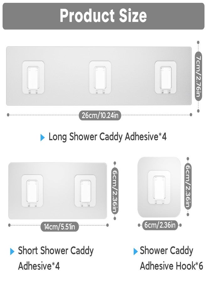FEPTUASE 14 Pack Shower Caddy Adhesive Replacement Flat, Transparent Strong Adhesive Hooks, No Drilling, Waterproof Wall Hooks for Shower Caddy, Bathroom Storage Shelves and Kitchen Racks - Image 2