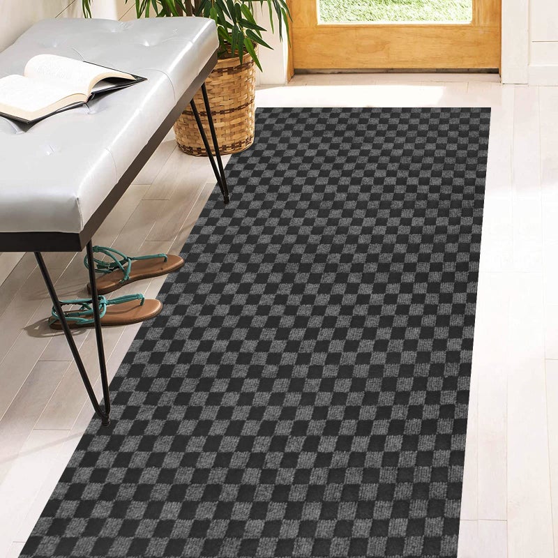 Heyroll 2' x 6' Runner Rugs with Rubber Backing, Indoor Outdoor Utility Carpet Runner Rugs, Checkered Gray, Can Be Used as Aisle for The RV and Boat, Laundry Room and Balcony - Image 1