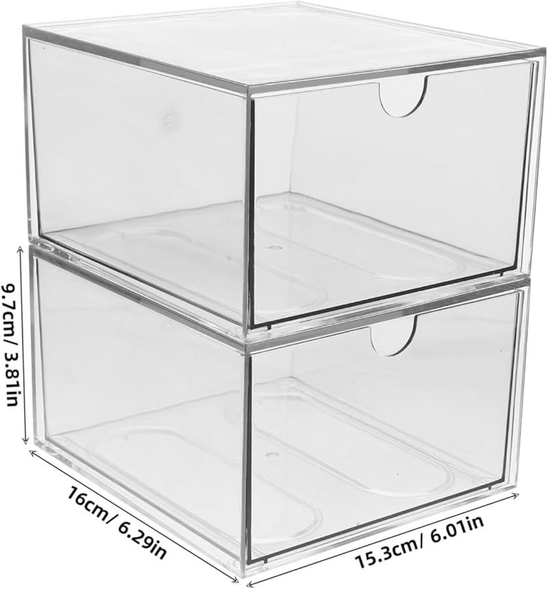 قطعتان منظم مكياج أكريليك شفاف درج لتخزين دولاب الحمام - Image 3