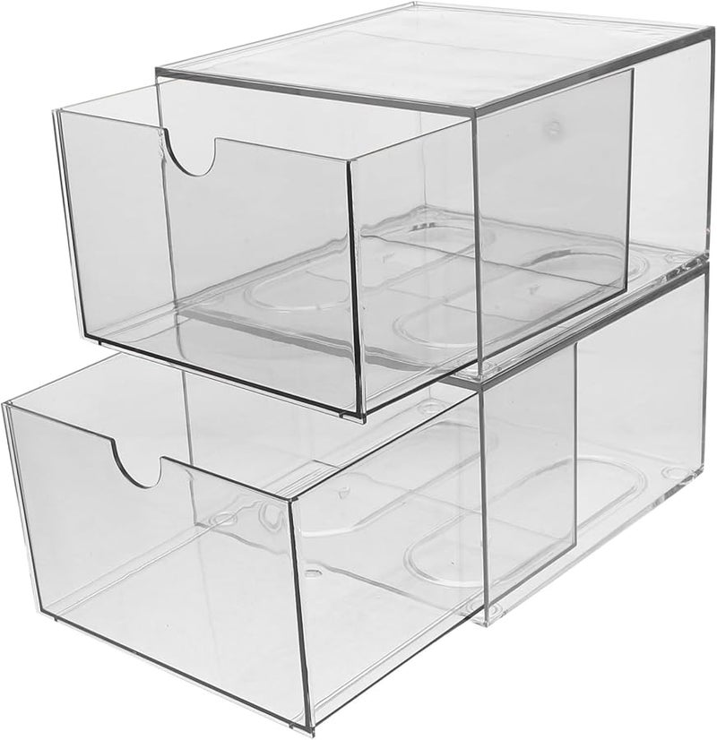 قطعتان منظم مكياج أكريليك شفاف درج لتخزين دولاب الحمام - Image 1