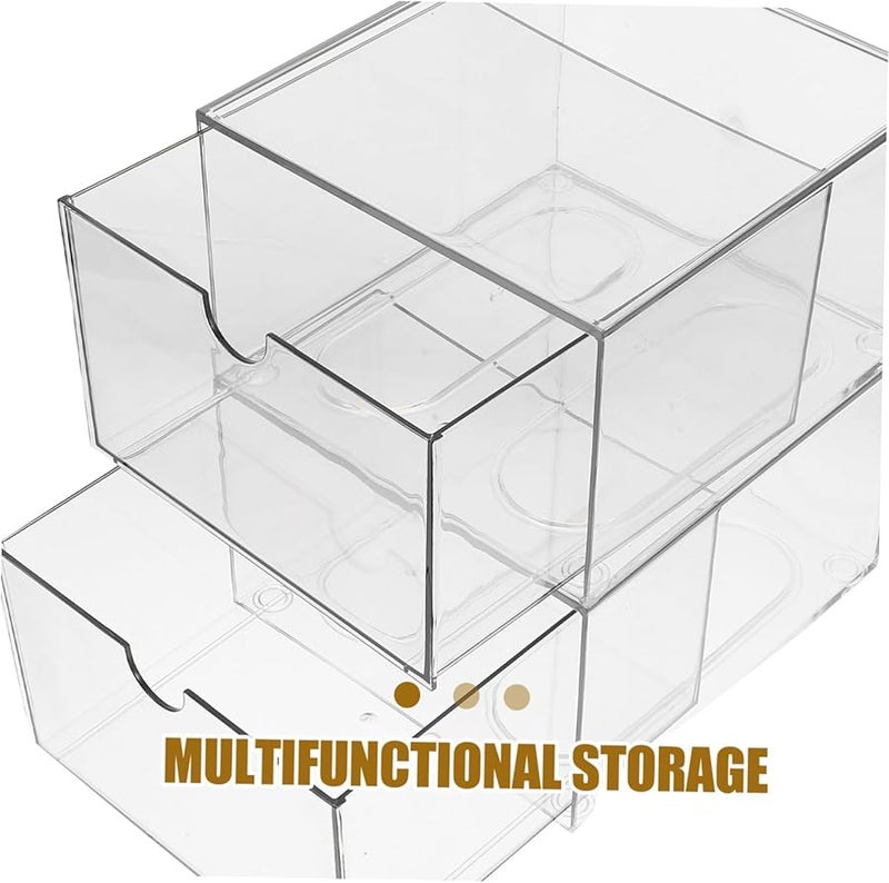 قطعتان منظم مكياج أكريليك شفاف درج لتخزين دولاب الحمام - Image 4